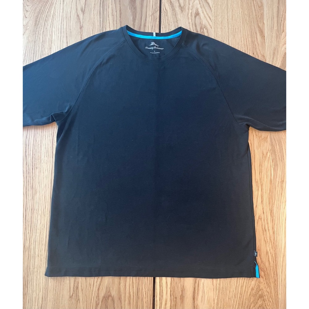 Tommy Bahama Short Sleeve T-Shirt Mens Large Black Textured Coastal Casual